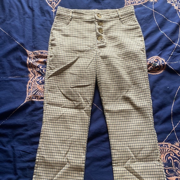 Zara Black and Yellow striped button up pants - Picture 1 of 4